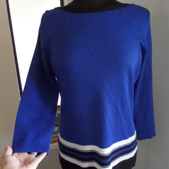 CAROLYN TAYLOR Size L Blue BLOUSE SWEATER. B2 - Picture 13 of 14